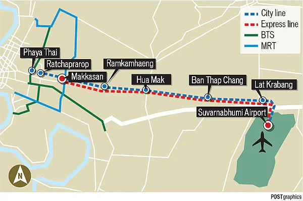 Tajlandia | Stacje łączące lotnisko Suvarnabhumi z centrum miasta